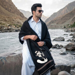 Customized Imran Khan Picture Shawl - Black # 01