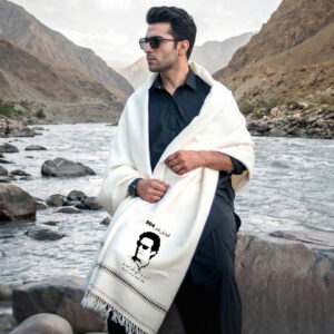 Customized Imran Khan Picture Shawl - White # 01
