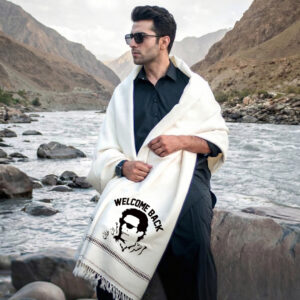 Customized Imran Khan Picture Shawl - White # 03