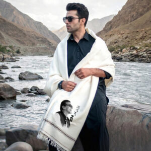 Customized Imran Khan Picture Shawl - White # 02