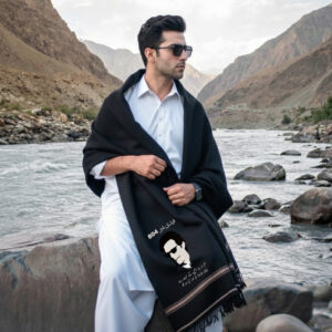 Customized Imran Khan Picture Shawl - Black # 02
