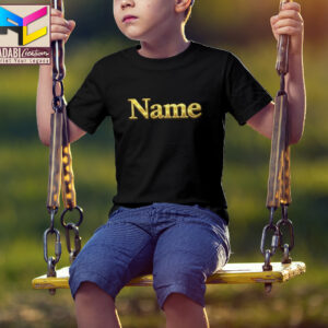 Kids Customized Name T-Shirt - Golden Text