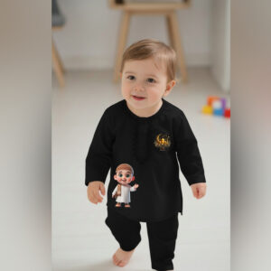 Kids Customized Eid Special Kurta Pajama - Black