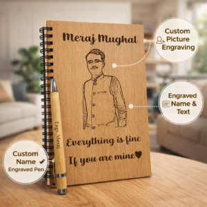 Customized Picture Wooden Notebook Dairy & Pen
